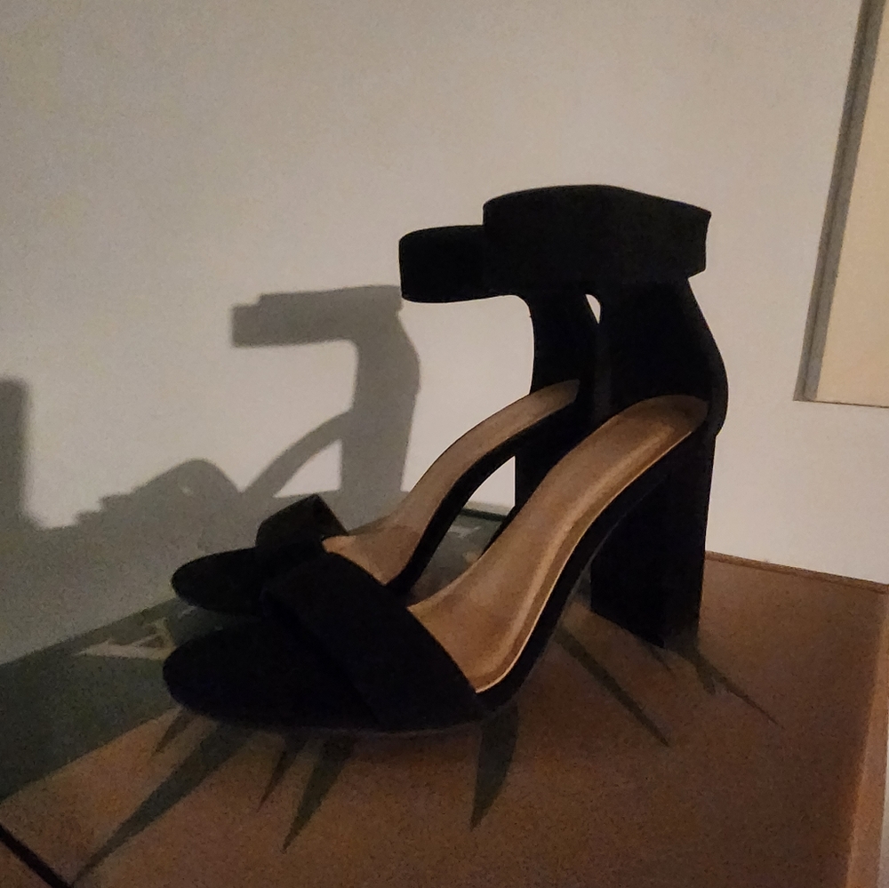 Black Velcro Ankle Heels